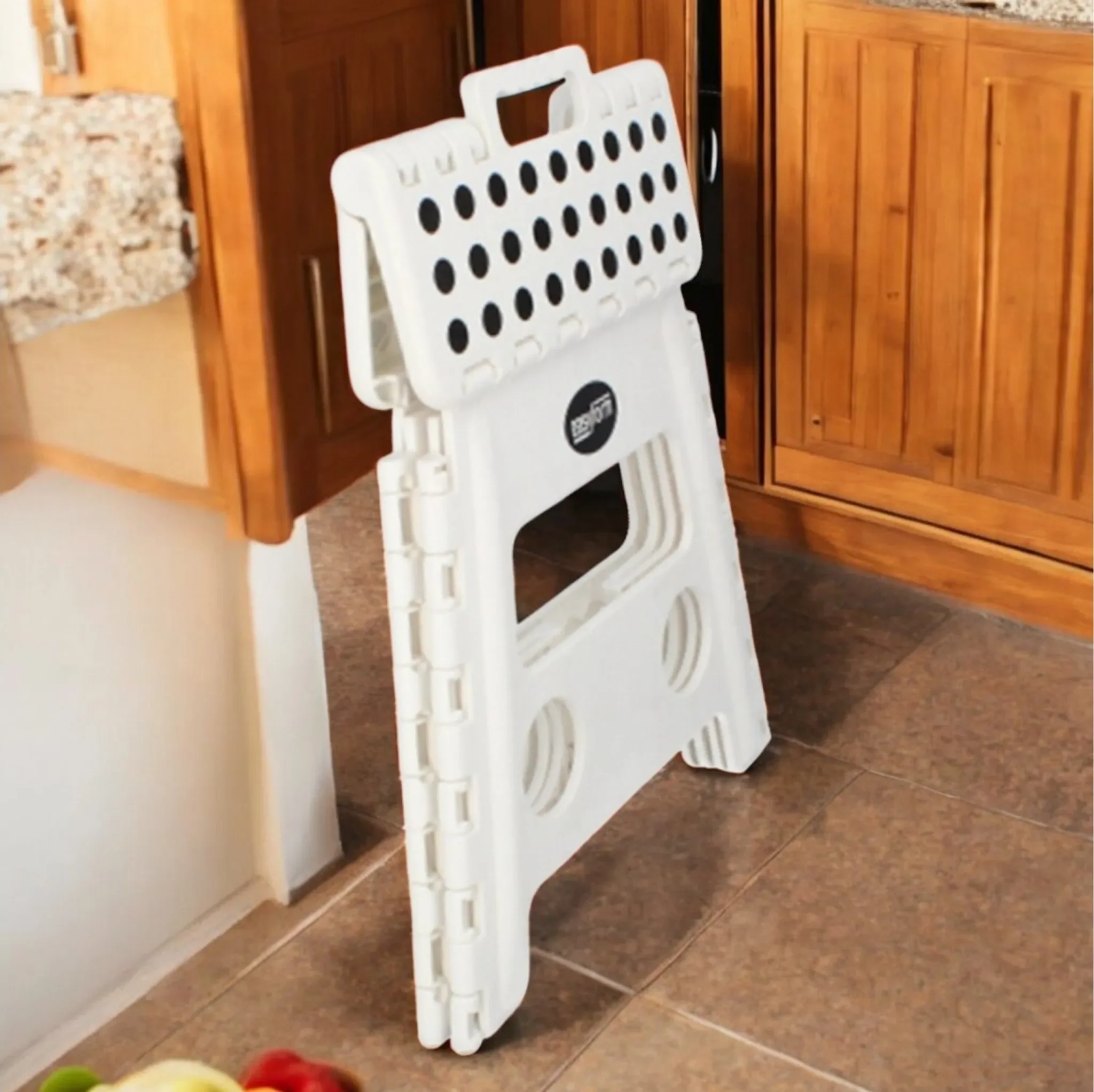 Klapphocker – Anti-Rutsch-Plattformstuhl • 150 kg Belastbarkeit • 32 cm Höhe (Weiß)